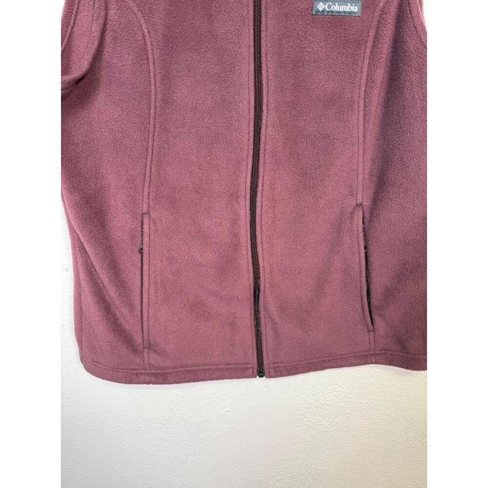 Columbia Womens Burgundy Fleece Vest  Large Full-Zip Athleisure Outdoors - Picture 5 of 9